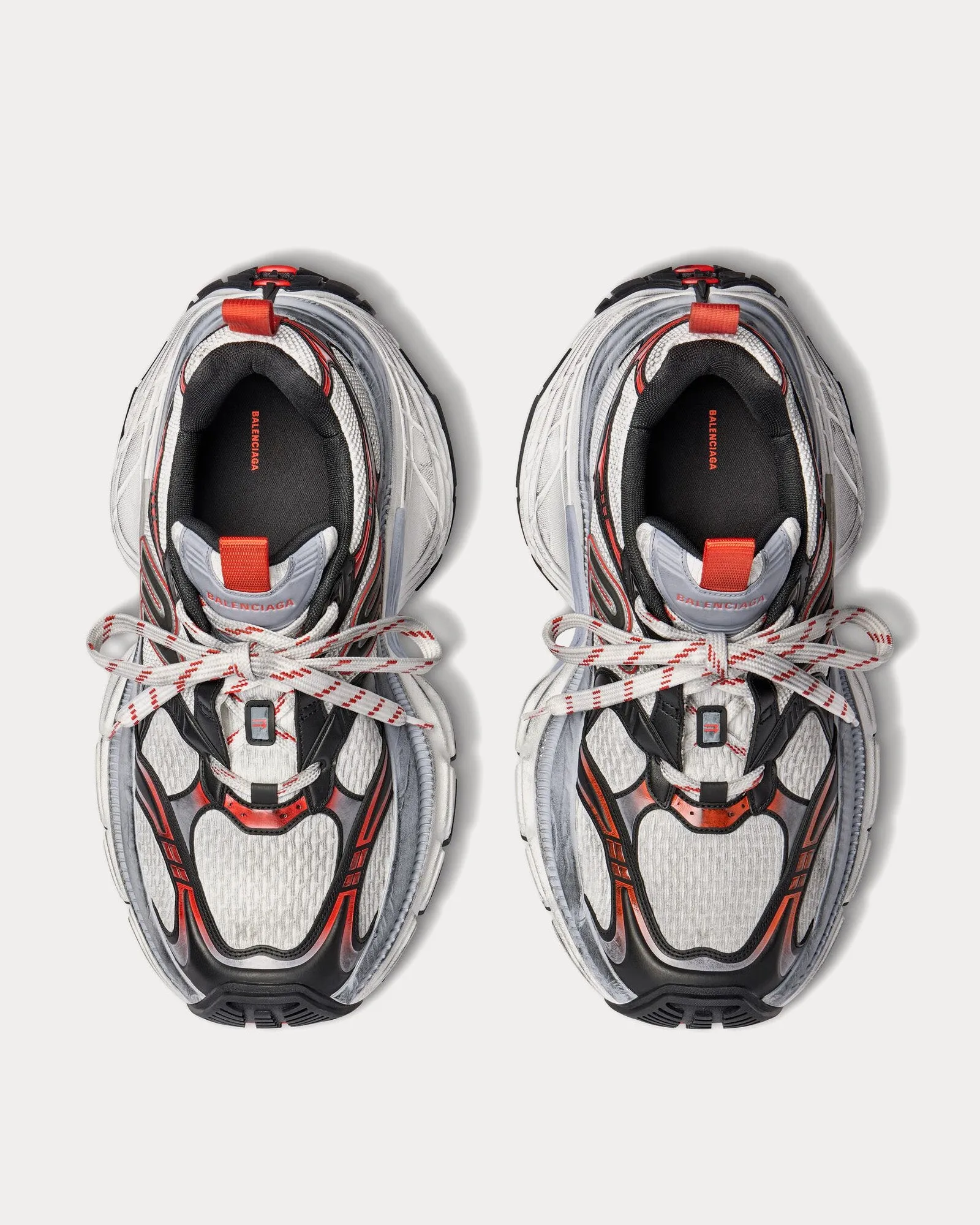 10XL Mesh, TPU & Rubber Grey / White / Red Low Top Sneakers