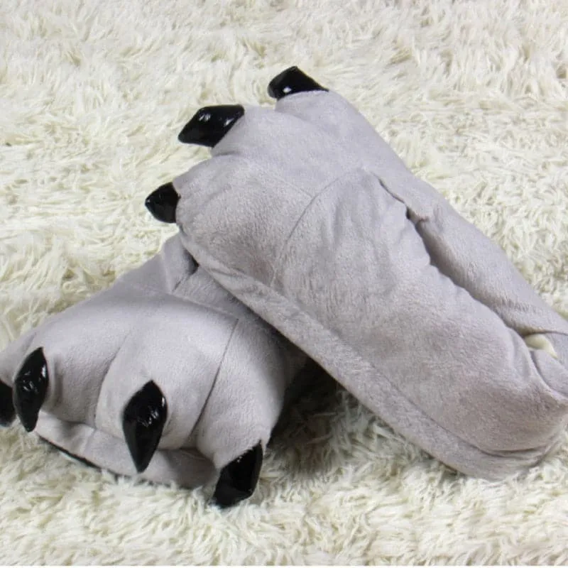 2023 Winter Warm Soft Indoor Floor Slippers Women Men Children Shoes Paw Funny Animal Christmas Monster Dinosaur Claw Plush Home