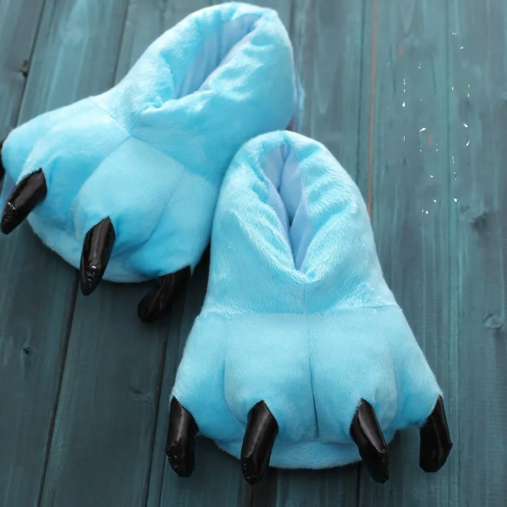 2023 Winter Warm Soft Indoor Floor Slippers Women Men Children Shoes Paw Funny Animal Christmas Monster Dinosaur Claw Plush Home