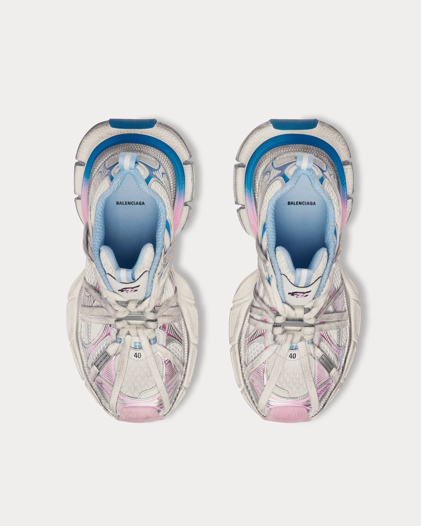 3XL Extreme Laces B White / Grey / Blue / Pink Low Top Sneakers