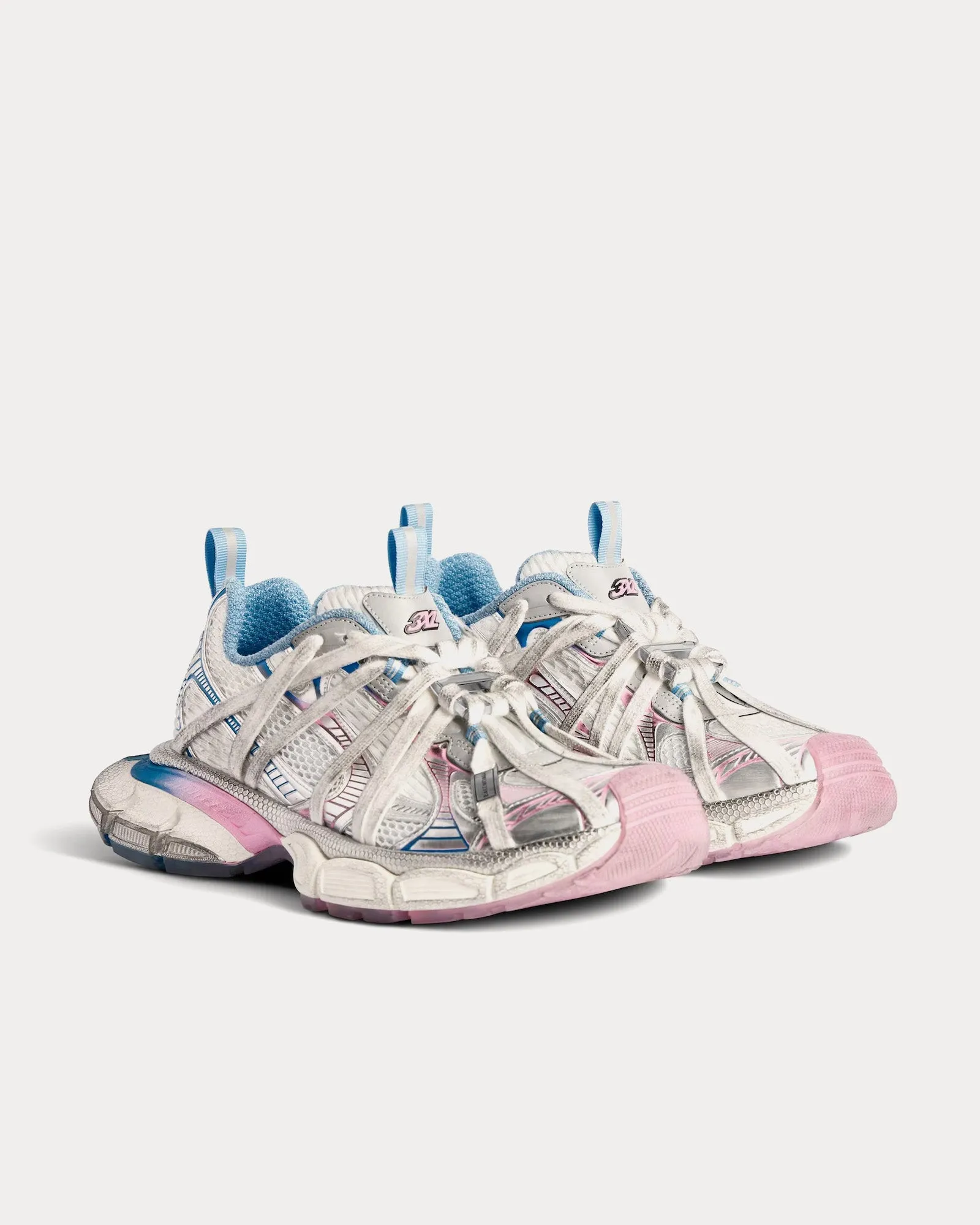 3XL Extreme Laces B White / Grey / Blue / Pink Low Top Sneakers