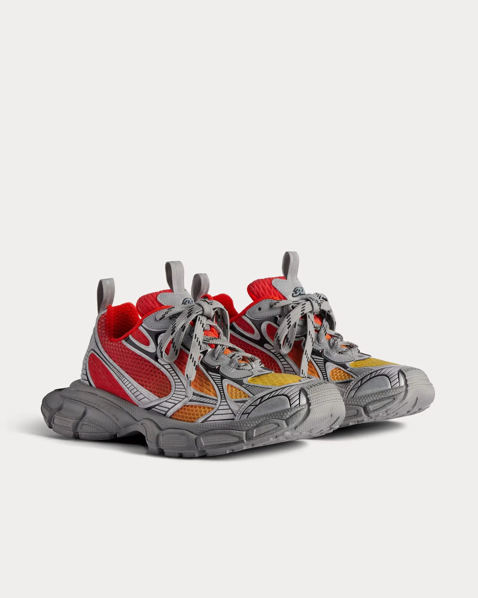 3XL Gradient Mesh & Polyurethane Red / Orange / Grey / Black Low Top Sneakers