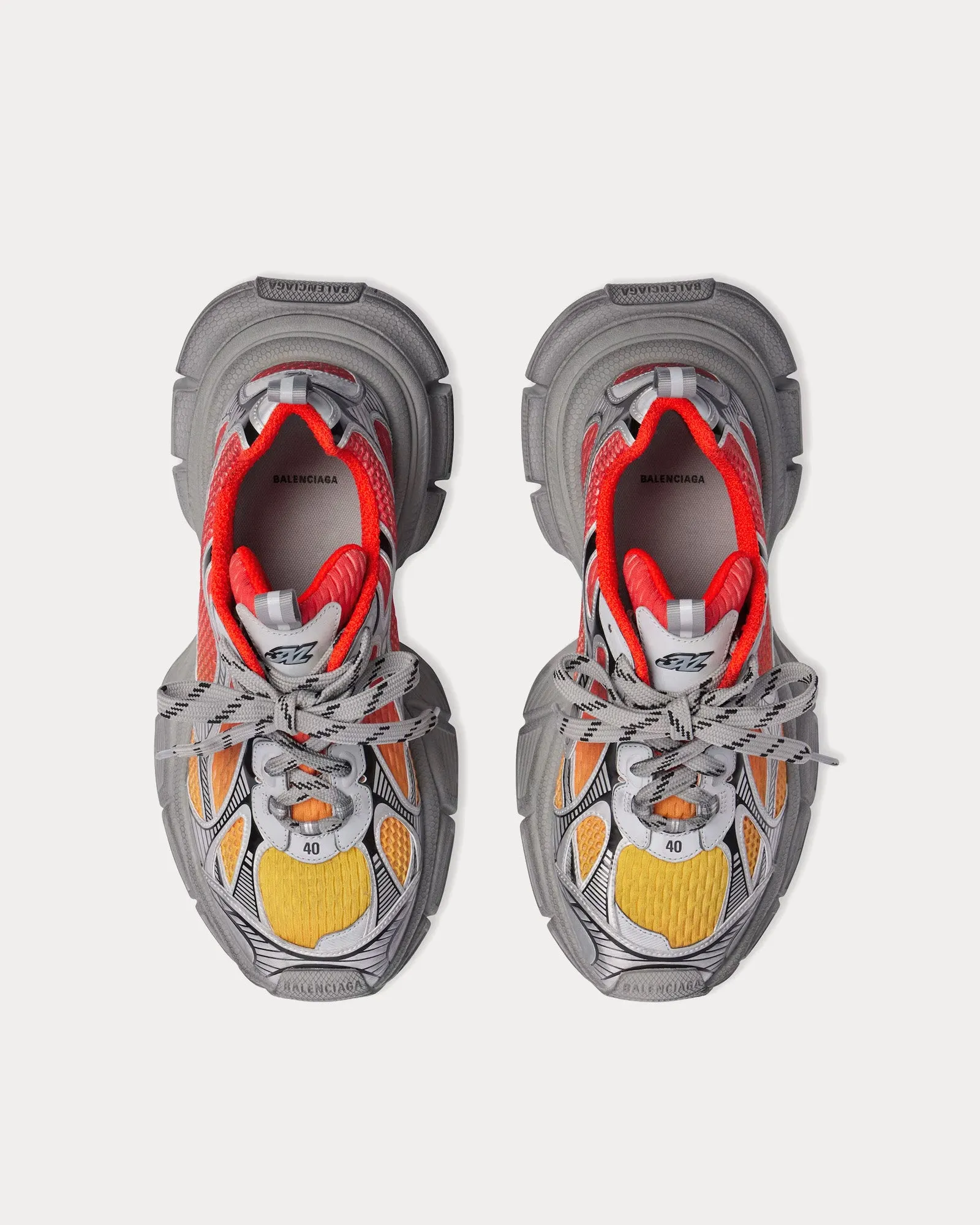 3XL Gradient Mesh & Polyurethane Red / Orange / Grey / Black Low Top Sneakers