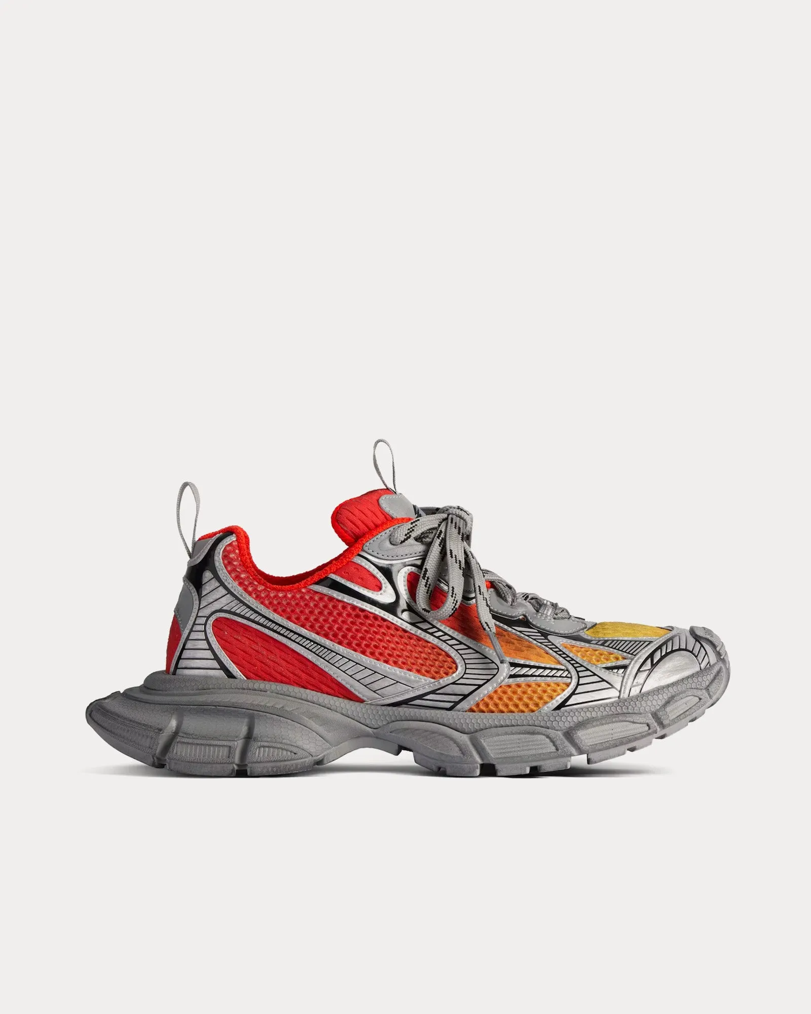 3XL Gradient Mesh & Polyurethane Red / Orange / Grey / Black Low Top Sneakers