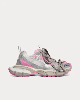 3XL Mesh & Polyurethane White / Grey / Pink Low Top Sneakers