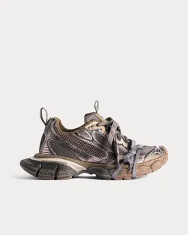 3XL Worn Out Mesh & Polyurethane Brown Low Top Sneakers