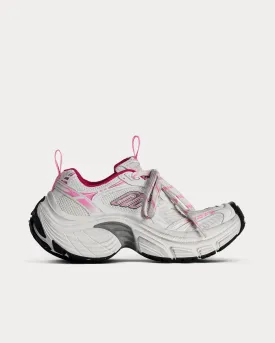 6XL Mesh, Polyurethane & Polyester White / Light Pink / Grey / Black Low Top Sneakers
