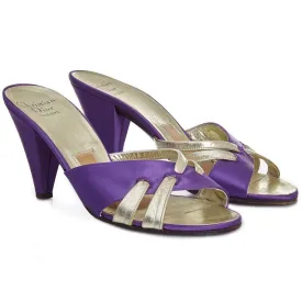 ARCHIVE - Christian Dior 1970s Purple and Gold Tone Heeled Sandals