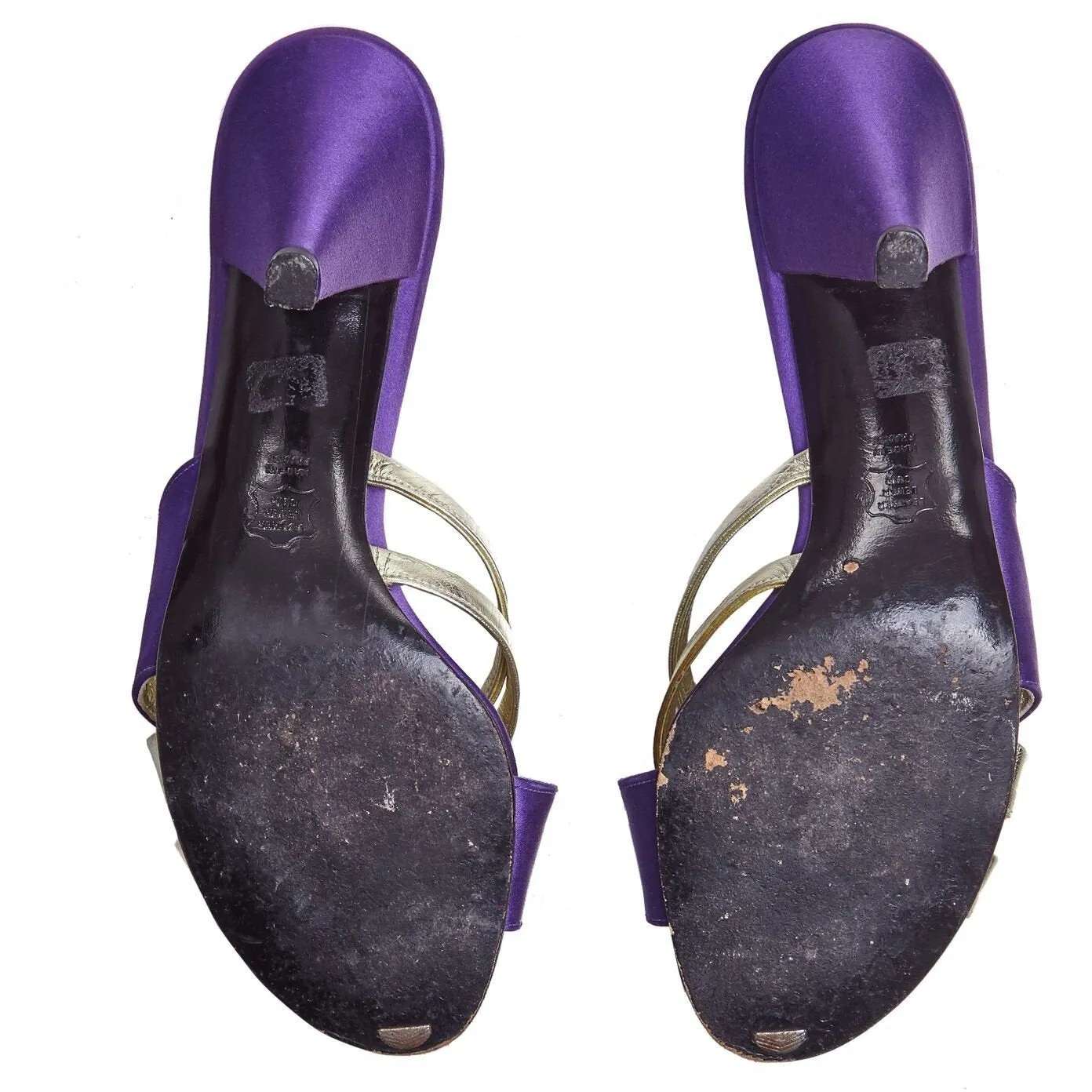 ARCHIVE - Christian Dior 1970s Purple and Gold Tone Heeled Sandals