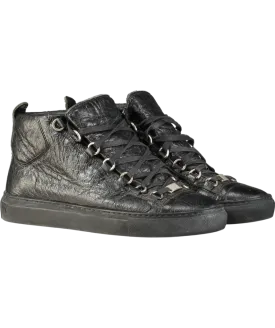 Balenciaga Black Arena Leather High Top Trainers UK 6 EU 39 👠
