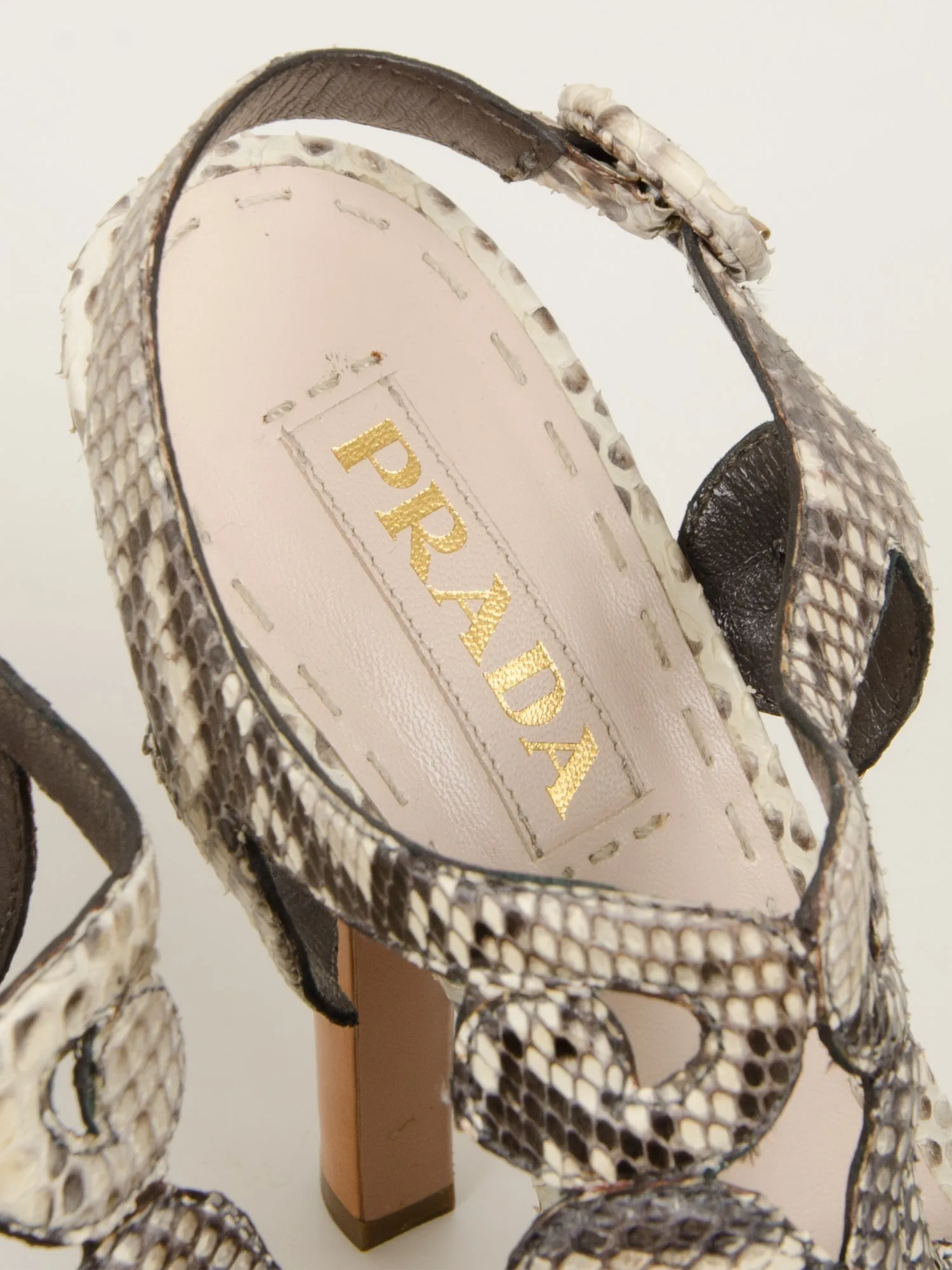 Beige Python Platform Sandals