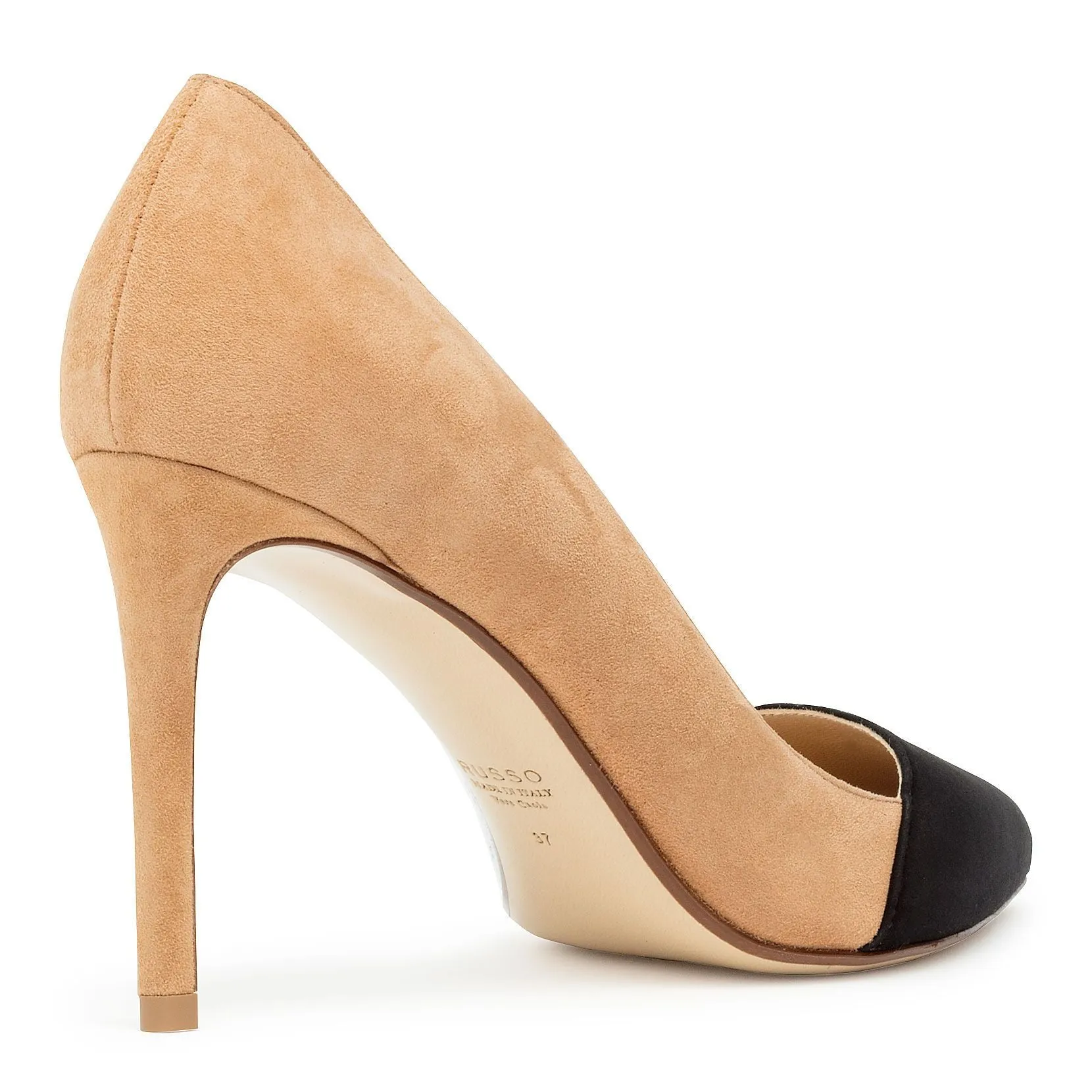 Bicolored suede pvc pump