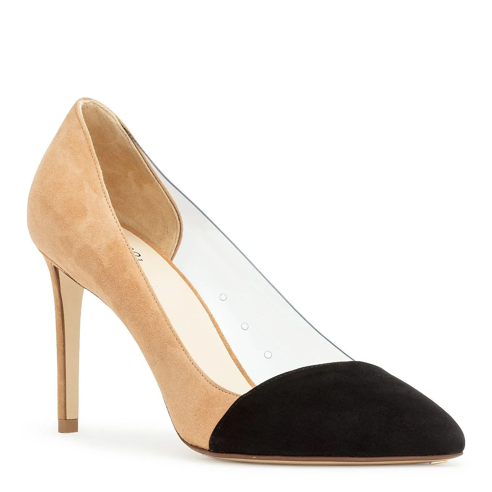 Bicolored suede pvc pump