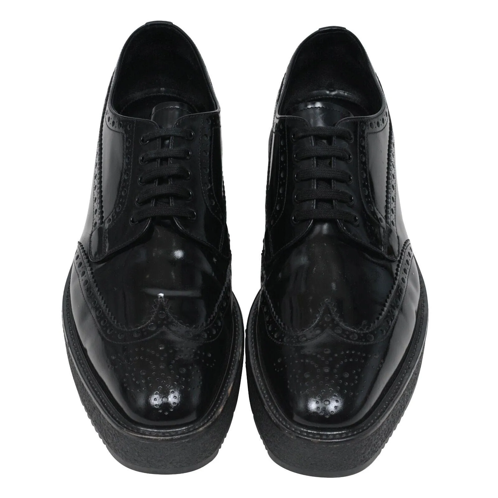 Black Leather Oxford Wingtip Platform Derby