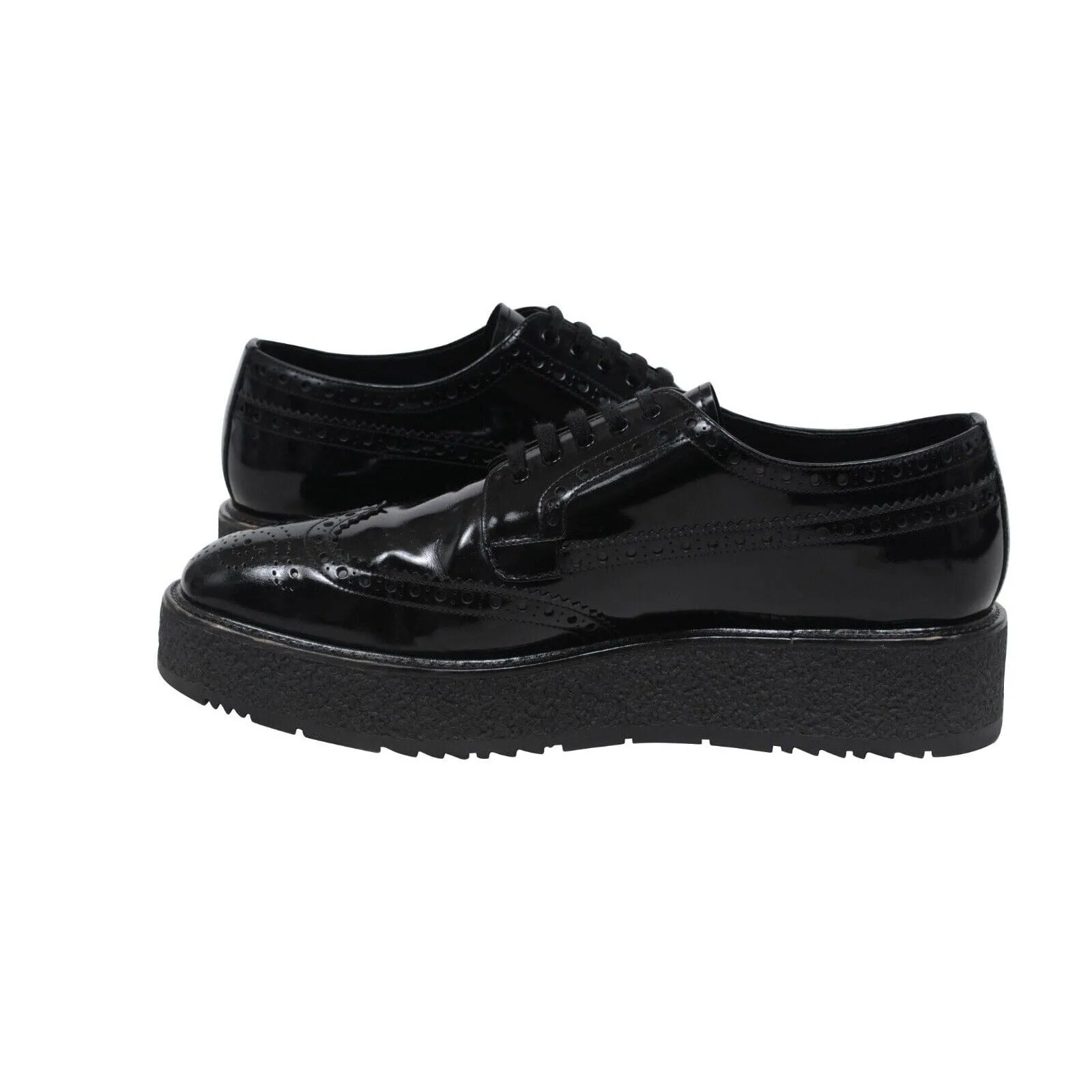 Black Leather Oxford Wingtip Platform Derby