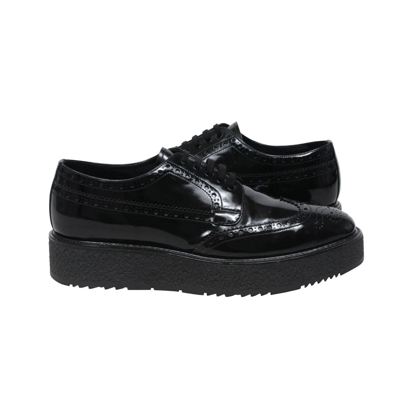 Black Leather Oxford Wingtip Platform Derby