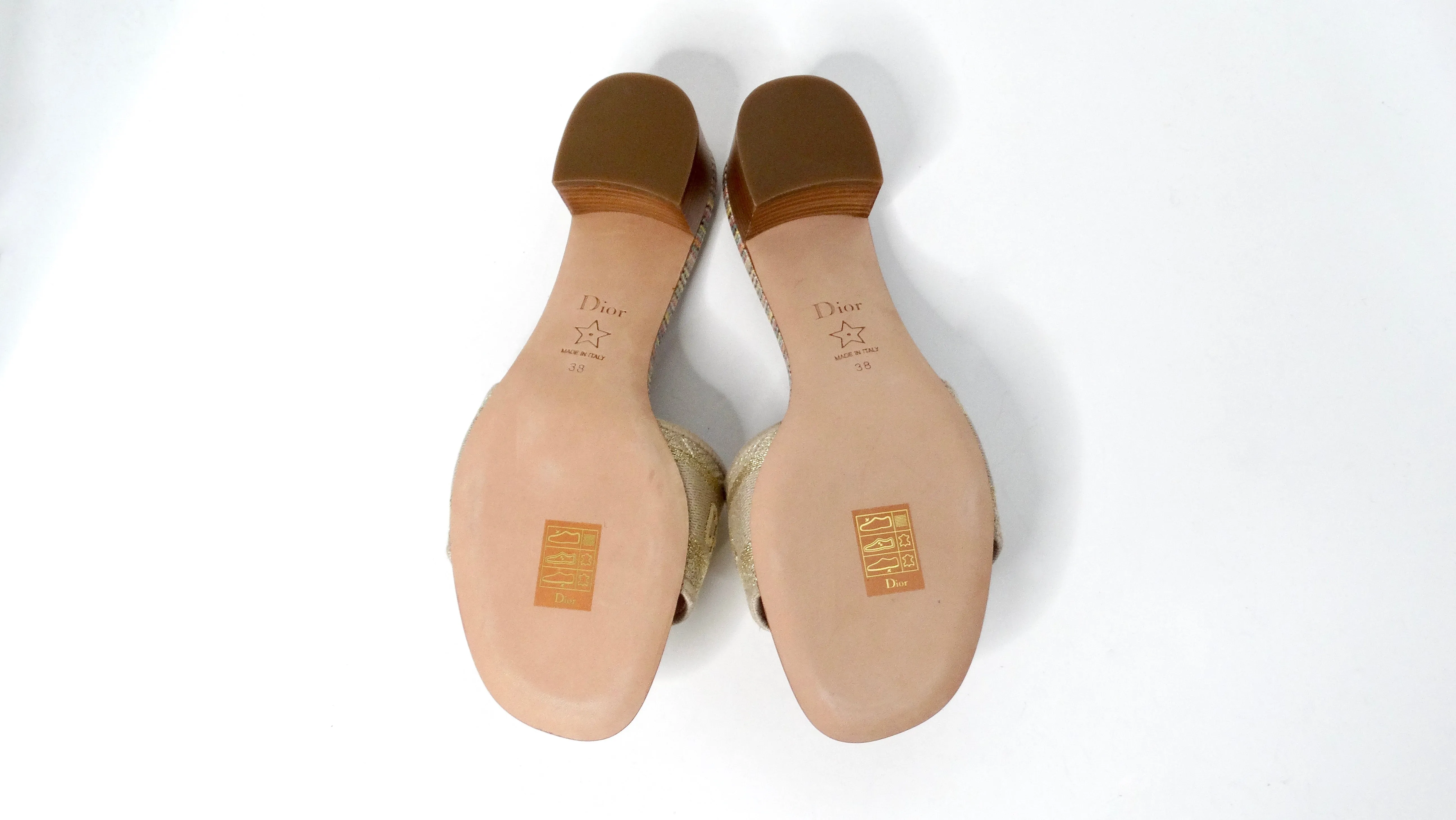 Christian Dior Dway Gold-Tone Metallic Embroidered Heeled Slides