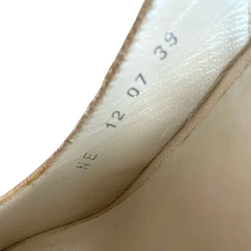CHRISTIAN DIOR Pearly Beige Nubuck Geometric Gold Heel Slingback Pumps, Size 39