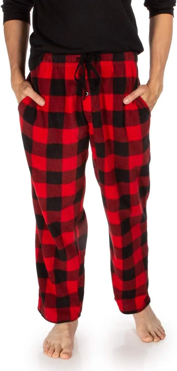 DG Hill 1Pack or 3Pack Mens PJ Pajama Pants Bottoms Fleece Lounge Pants Sleepwear Plaid PJs with Pockets Microfleece