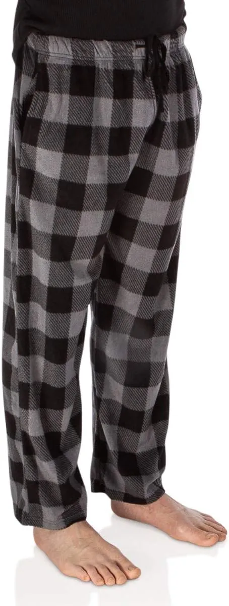 DG Hill 1Pack or 3Pack Mens PJ Pajama Pants Bottoms Fleece Lounge Pants Sleepwear Plaid PJs with Pockets Microfleece