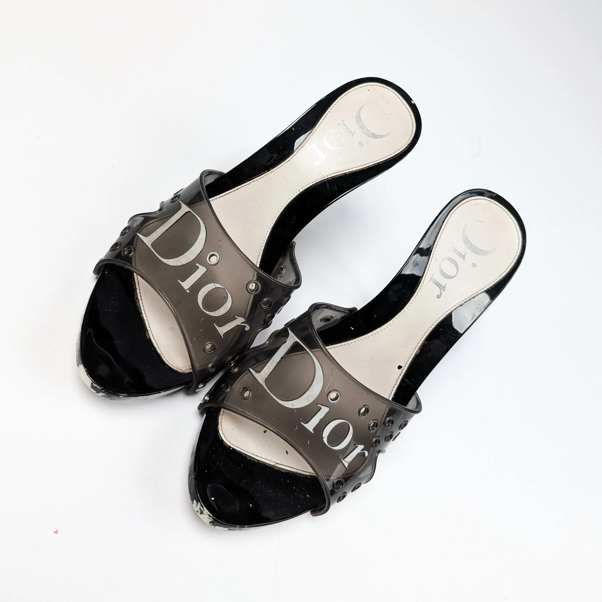 Dior White and Black Jelly Mules by Galliano - EU38|5UK|7US