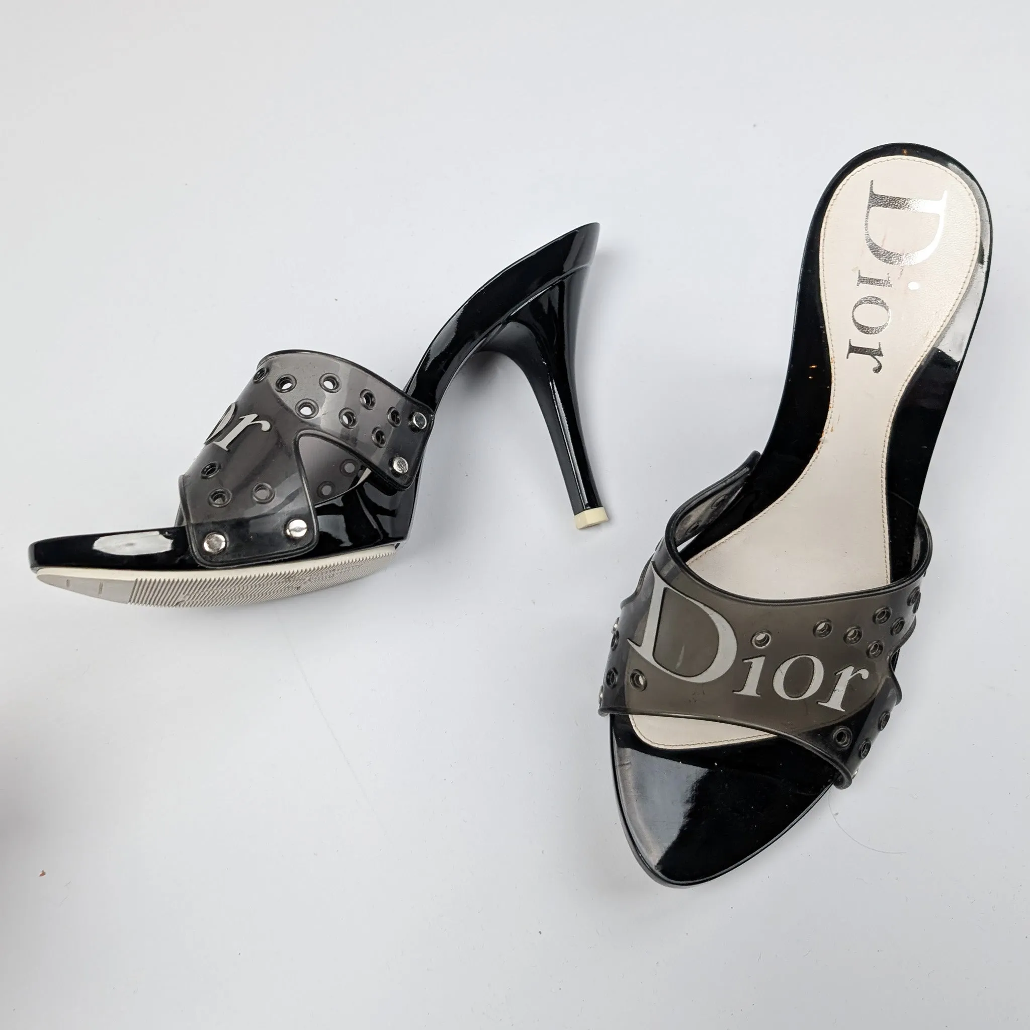 Dior White and Black Jelly Mules by Galliano - EU39|6UK|8US