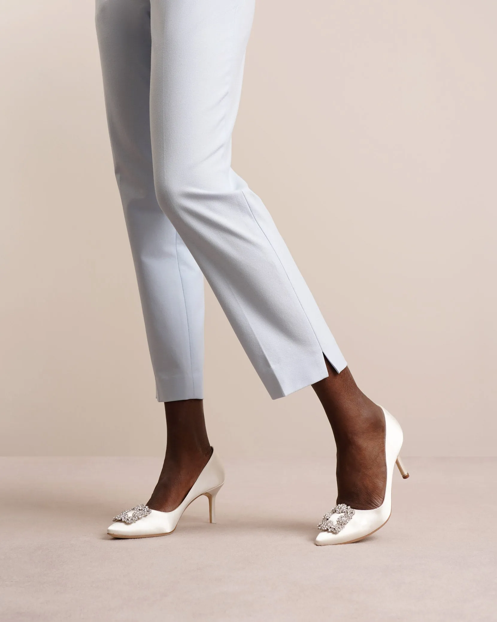 Hangisi 70 ivory satin pumps