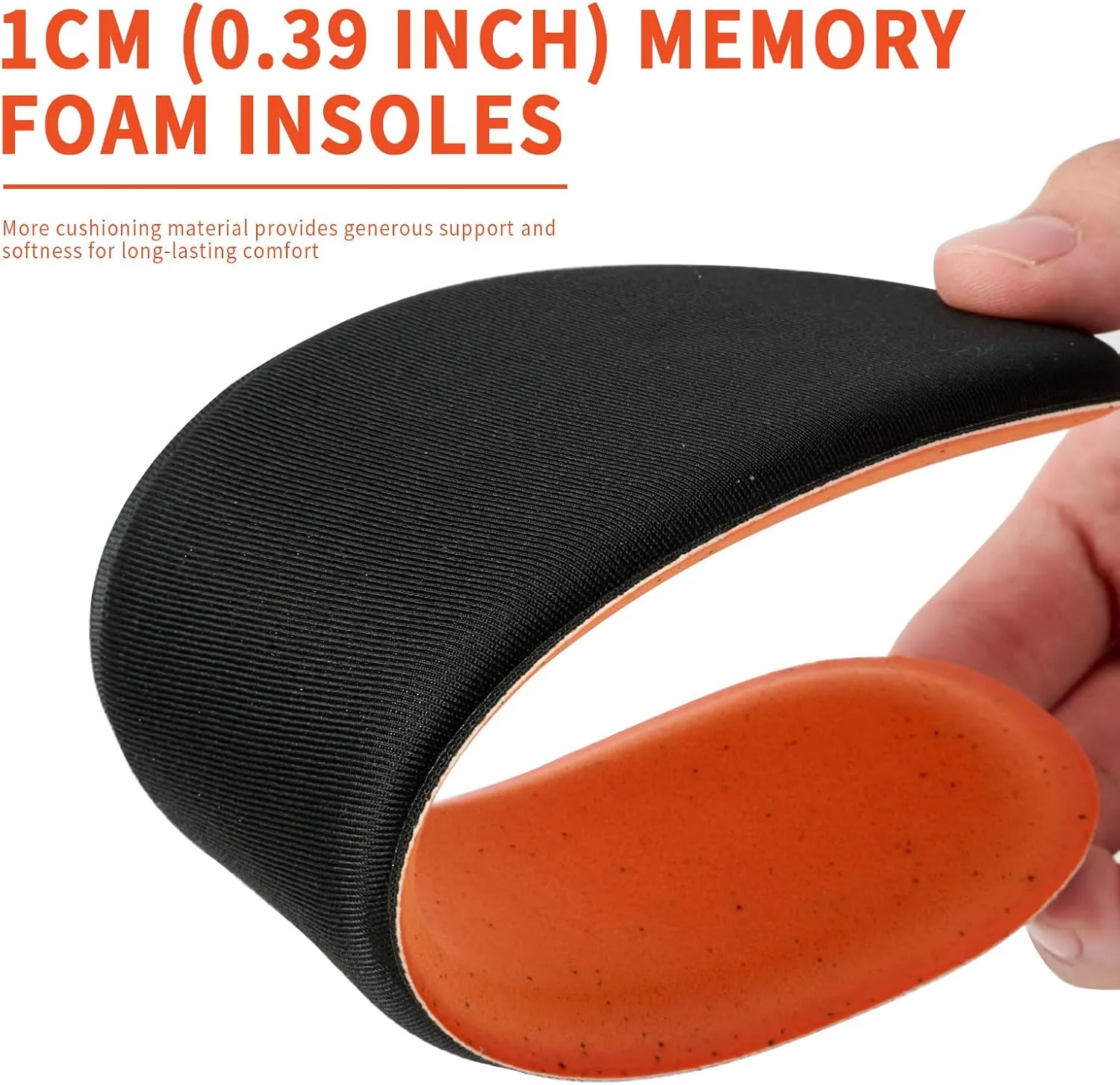 Memory Foam Insoles for Men & Women - Replacement Cushion Shoe Inserts for Work Boots, Running Shoes, Hiking, Sneakers & Loafers - Shock Absorbing Support for Foot Pain Relief & All-Day Comfort Black