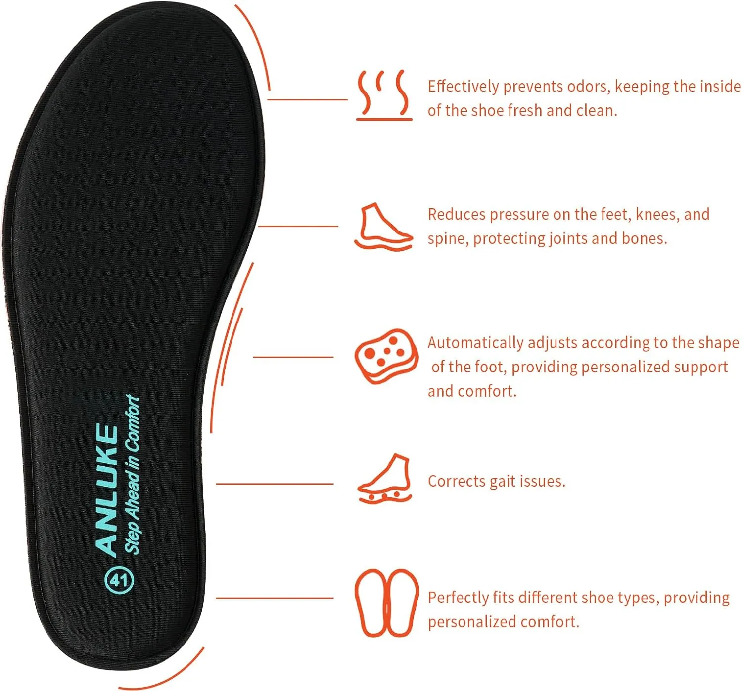 Memory Foam Insoles for Men & Women - Replacement Cushion Shoe Inserts for Work Boots, Running Shoes, Hiking, Sneakers & Loafers - Shock Absorbing Support for Foot Pain Relief & All-Day Comfort Black