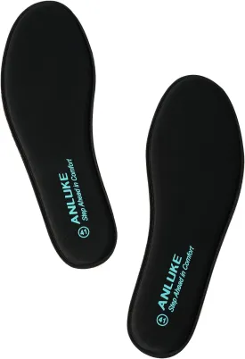 Memory Foam Insoles for Men & Women - Replacement Cushion Shoe Inserts for Work Boots, Running Shoes, Hiking, Sneakers & Loafers - Shock Absorbing Support for Foot Pain Relief & All-Day Comfort Black