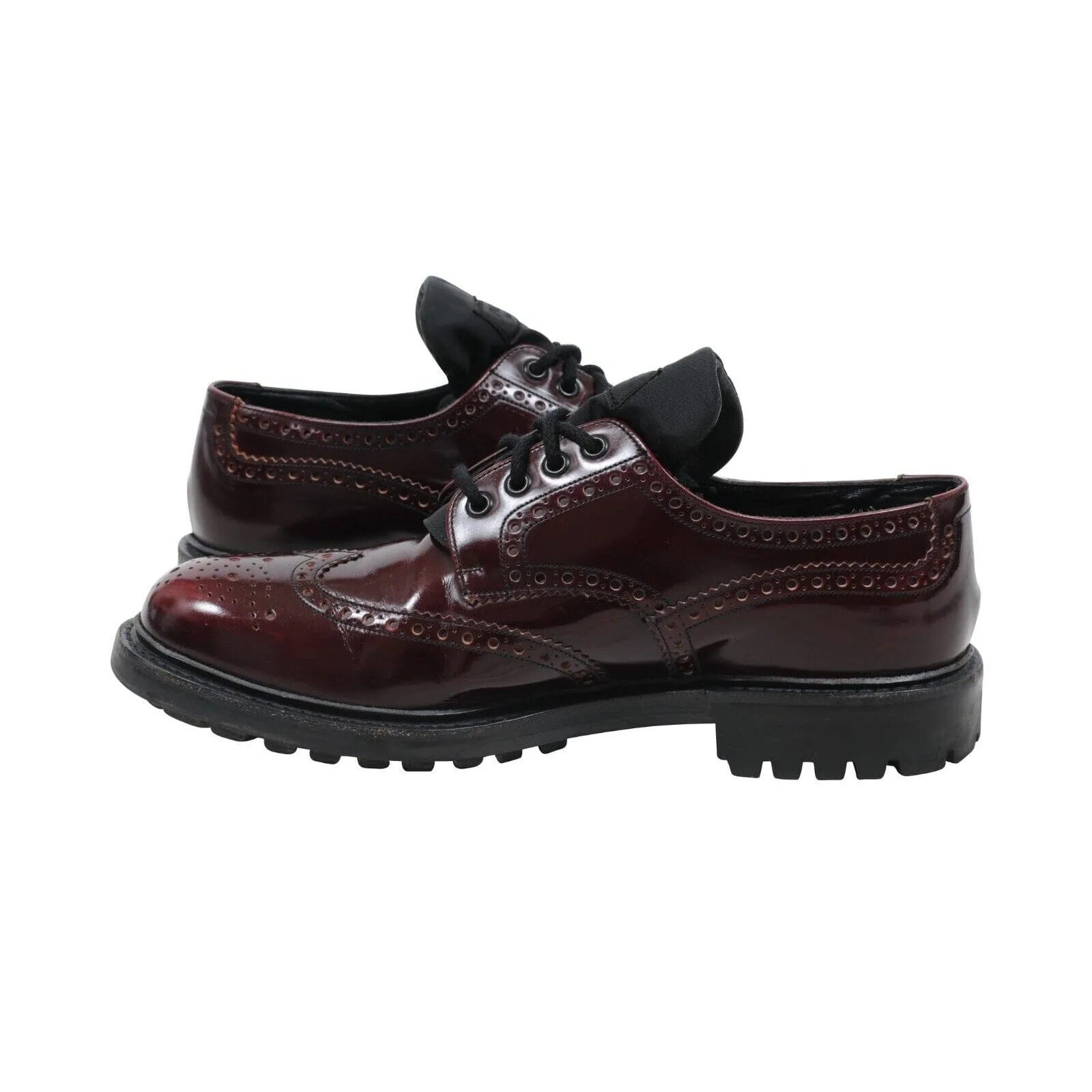 Oxford Wingtip Derby Burgundy Leather Nylon Tongue Shoes