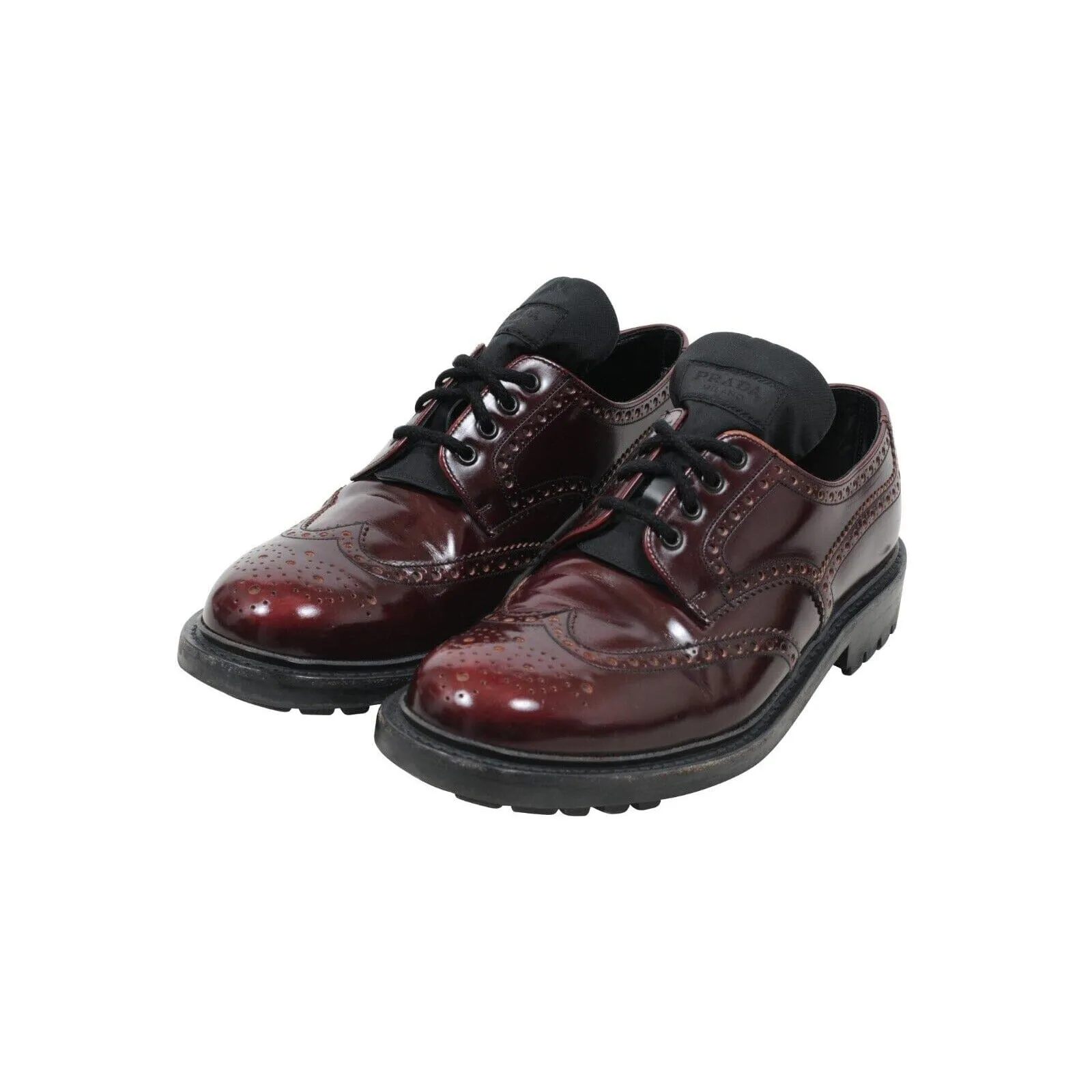 Oxford Wingtip Derby Burgundy Leather Nylon Tongue Shoes