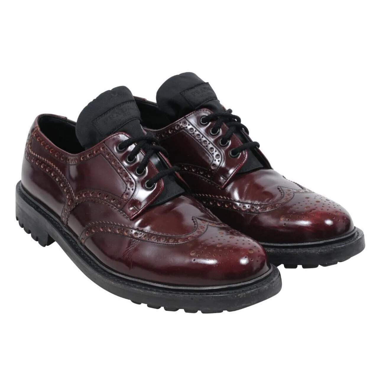 Oxford Wingtip Derby Burgundy Leather Nylon Tongue Shoes