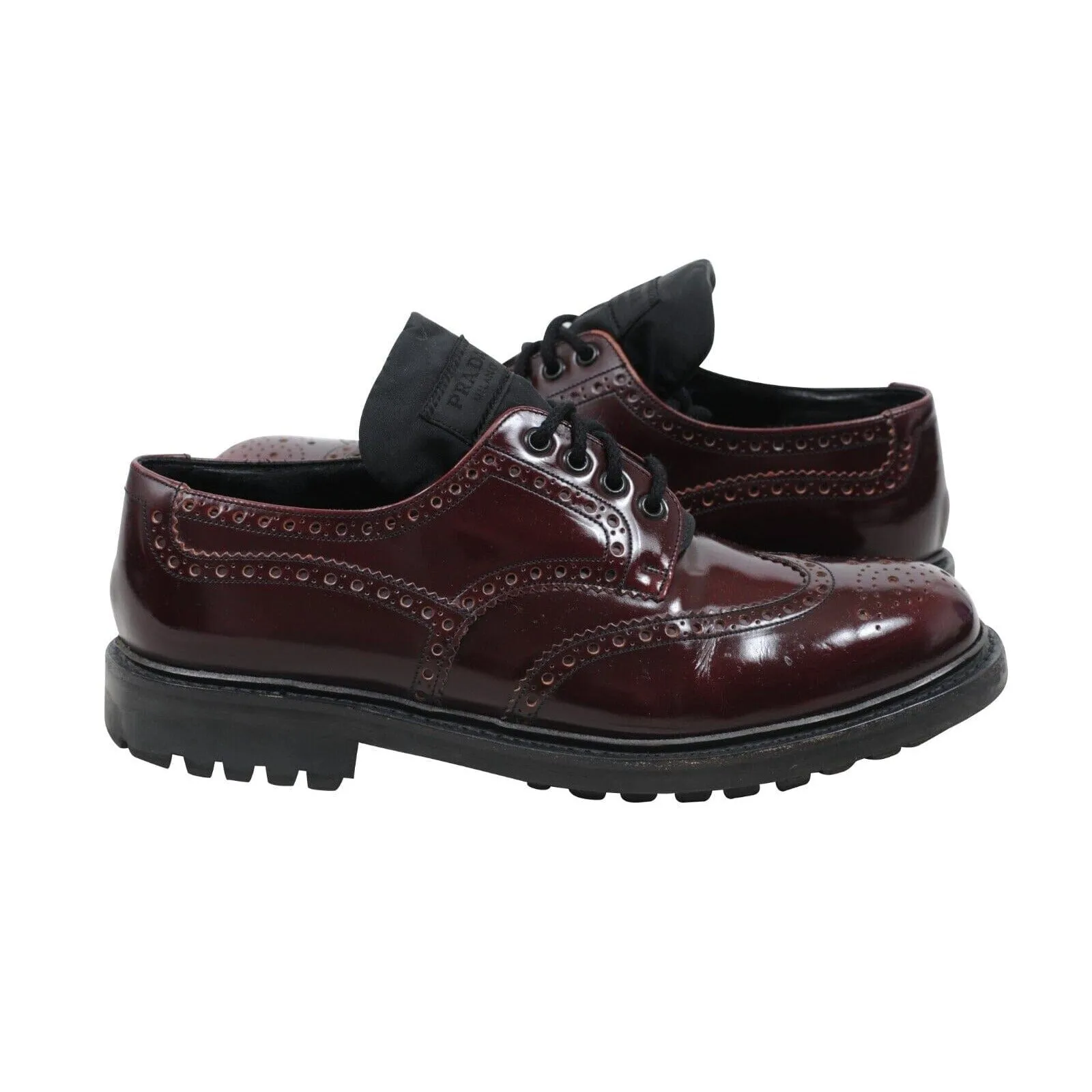 Oxford Wingtip Derby Burgundy Leather Nylon Tongue Shoes
