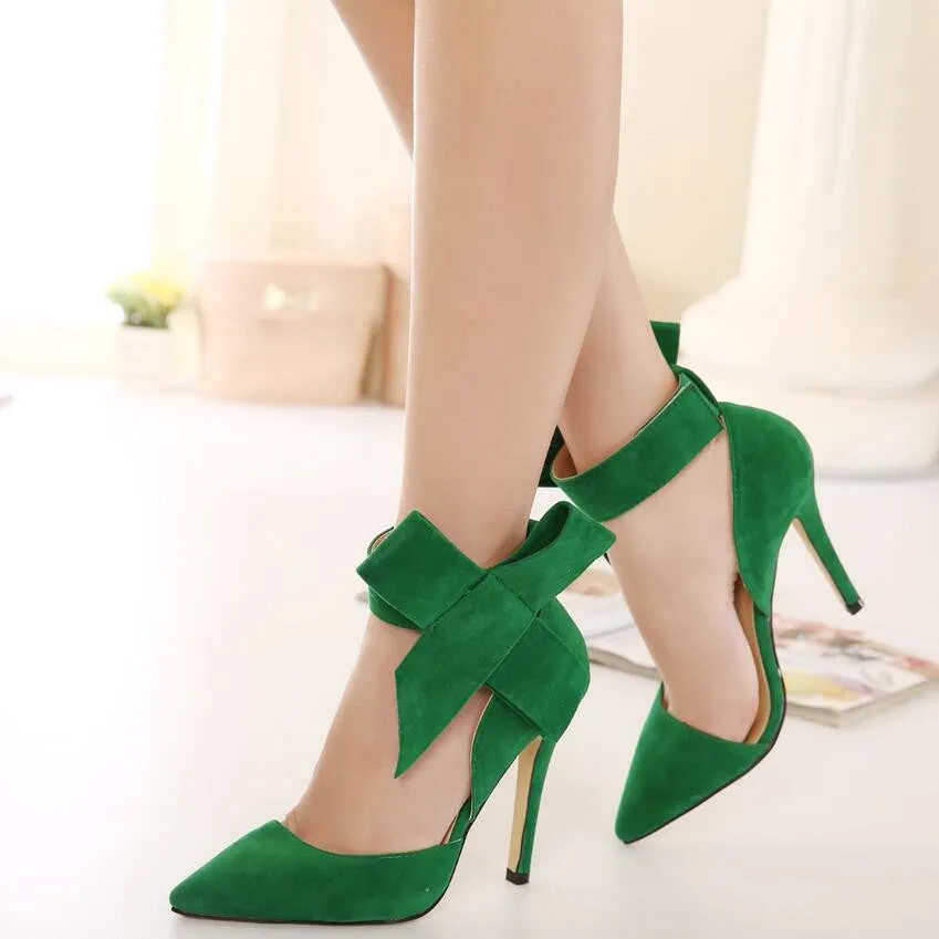 Pointed Toe Big Bow Pumps