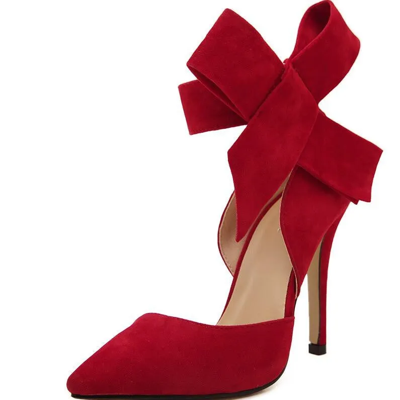 Pointed Toe Big Bow Pumps