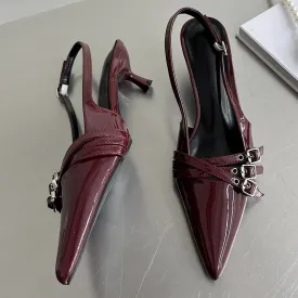 Pointed Toe Buckle Strap Pump Shoes