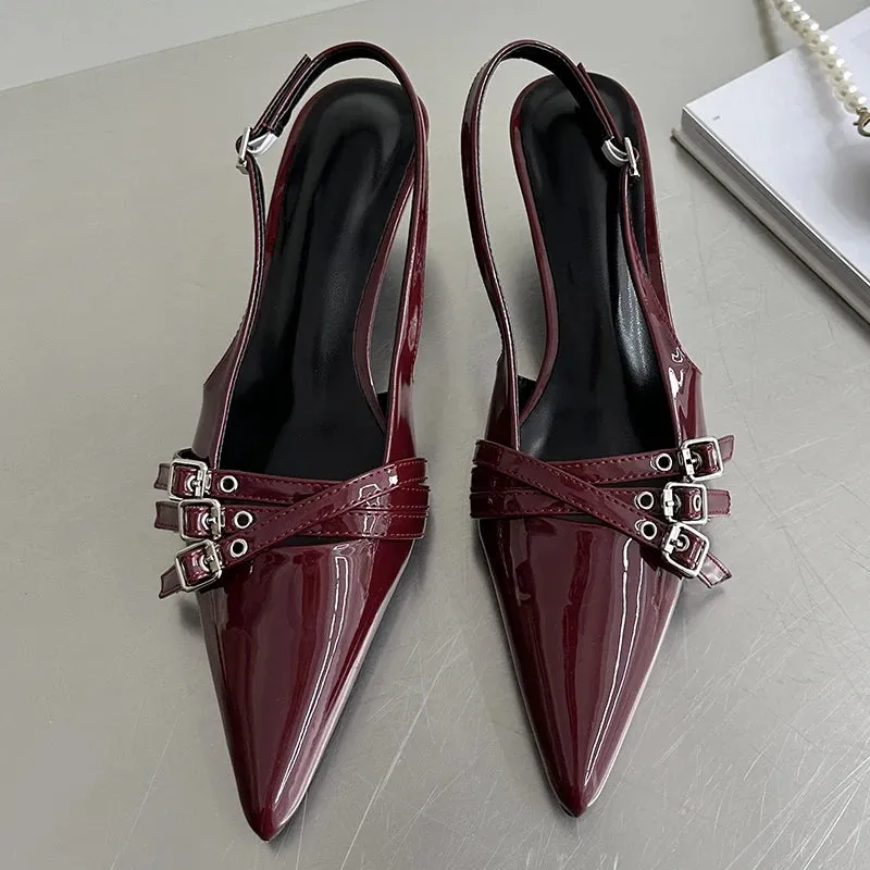 Pointed Toe Buckle Strap Pump Shoes