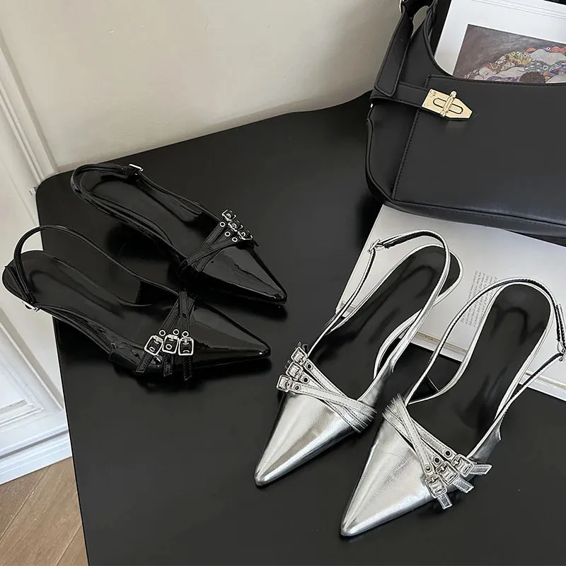 Pointed Toe Buckle Strap Pump Shoes