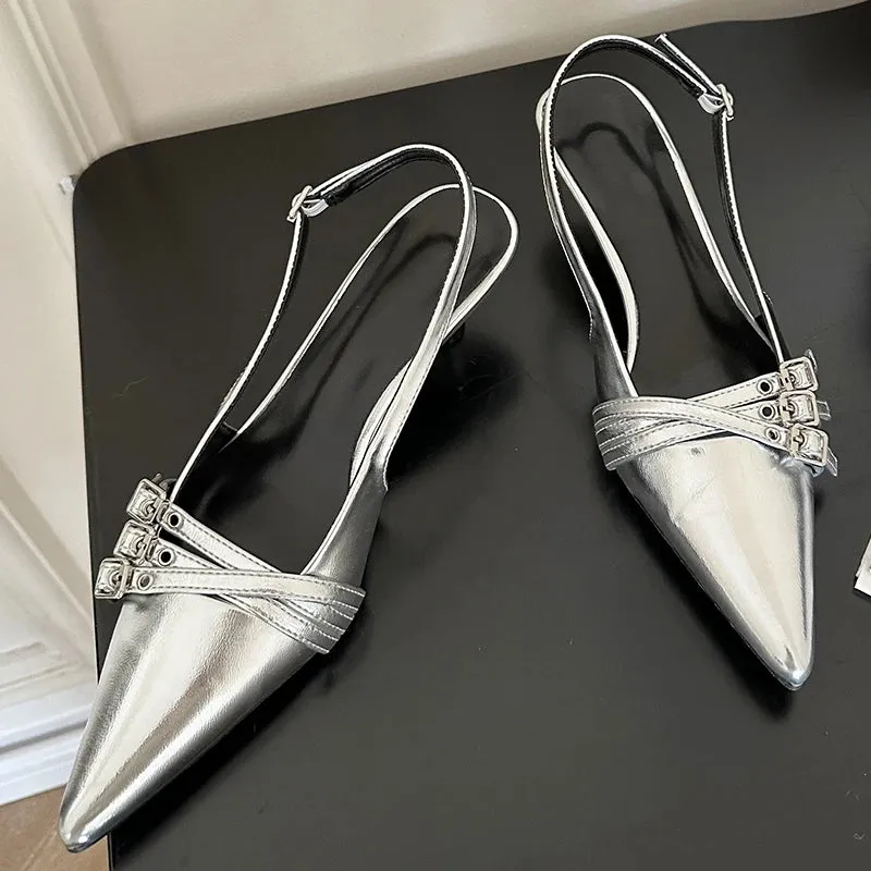 Pointed Toe Buckle Strap Pump Shoes
