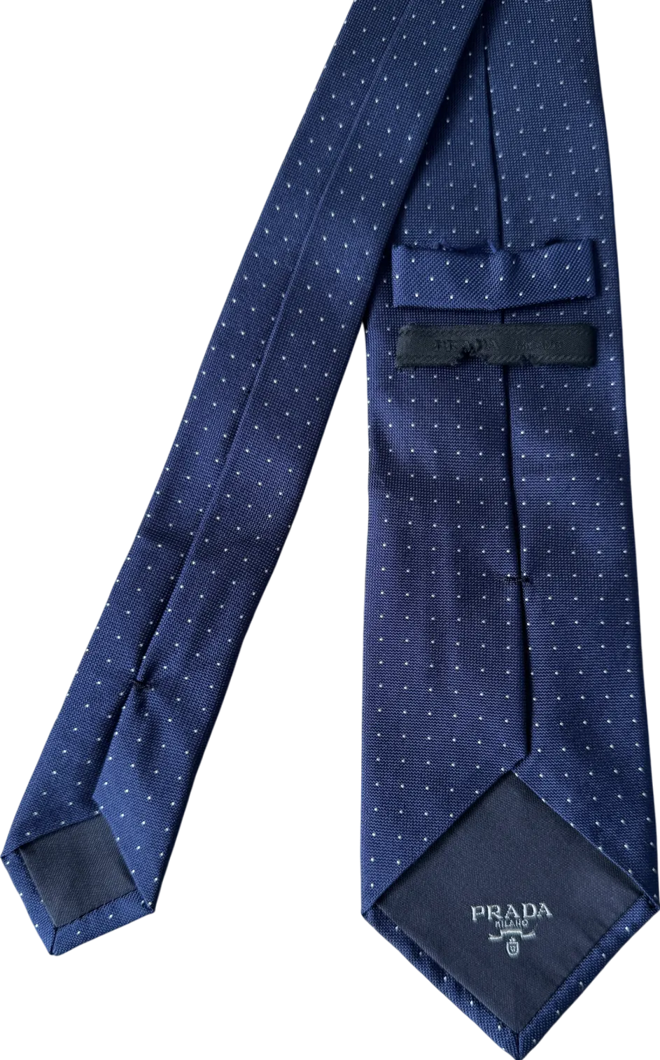 Prada Blue 100% Silk Polka Dot Tie One Size
