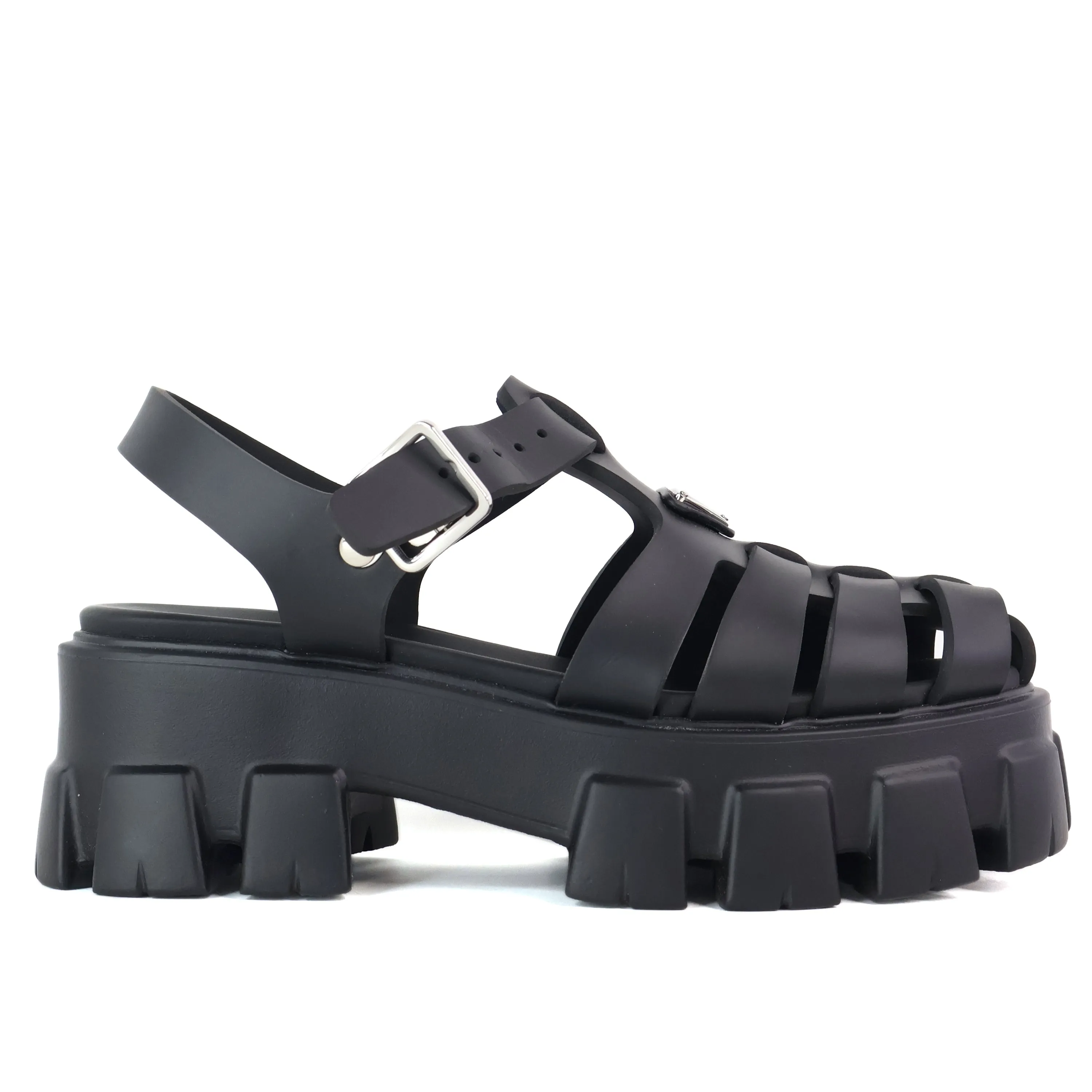 Prada Sandals Rubber Platform Black