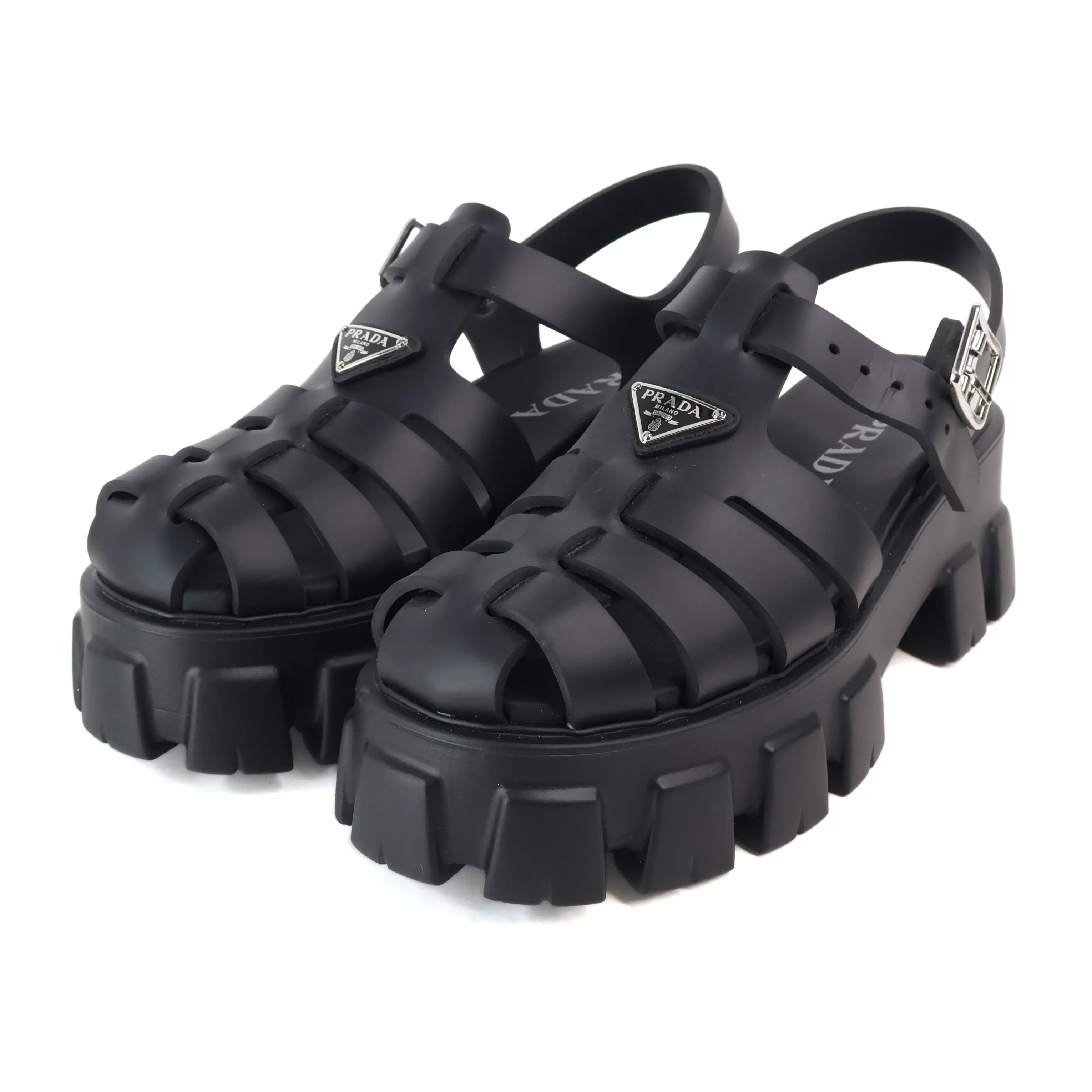 Prada Sandals Rubber Platform Black