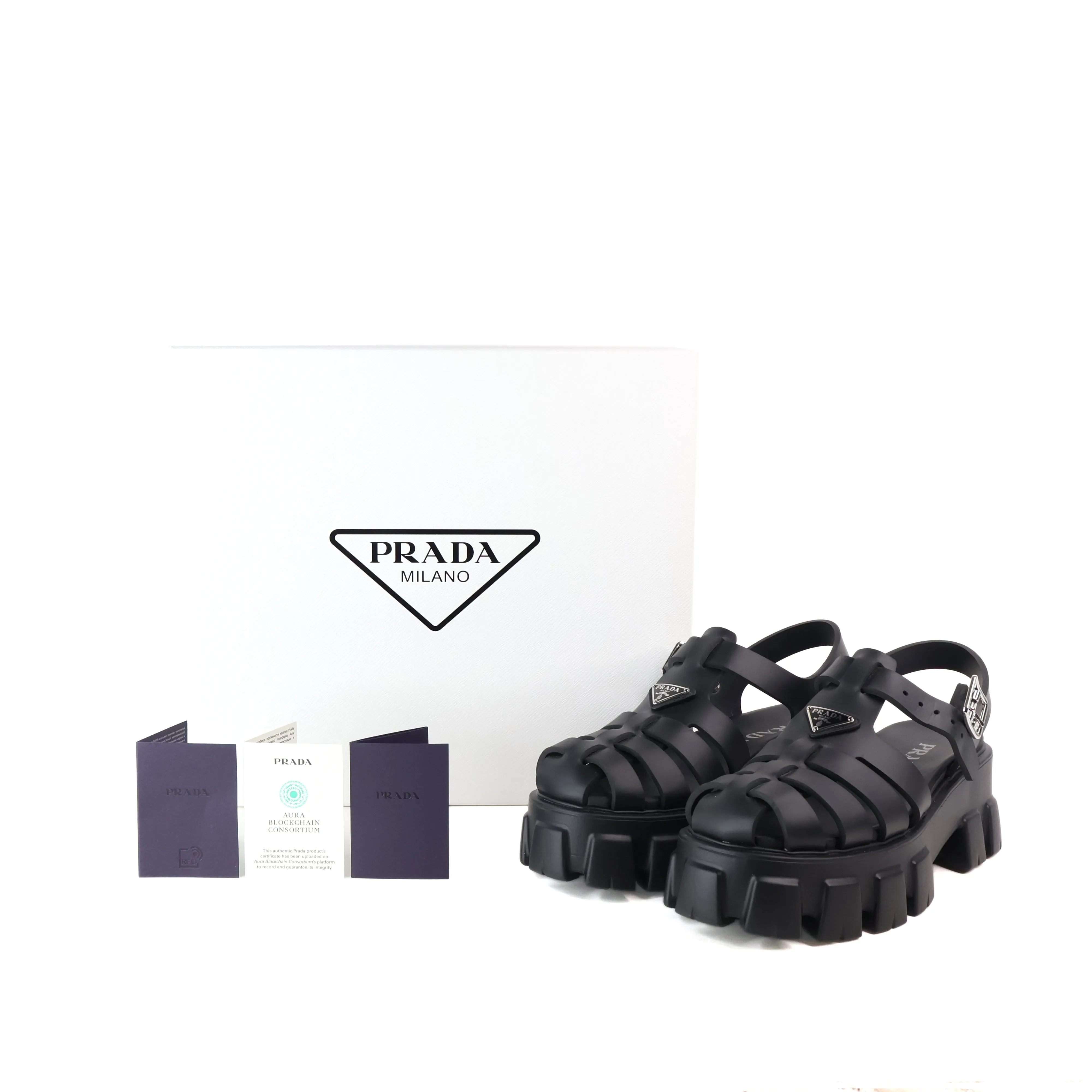 Prada Sandals Rubber Platform Black