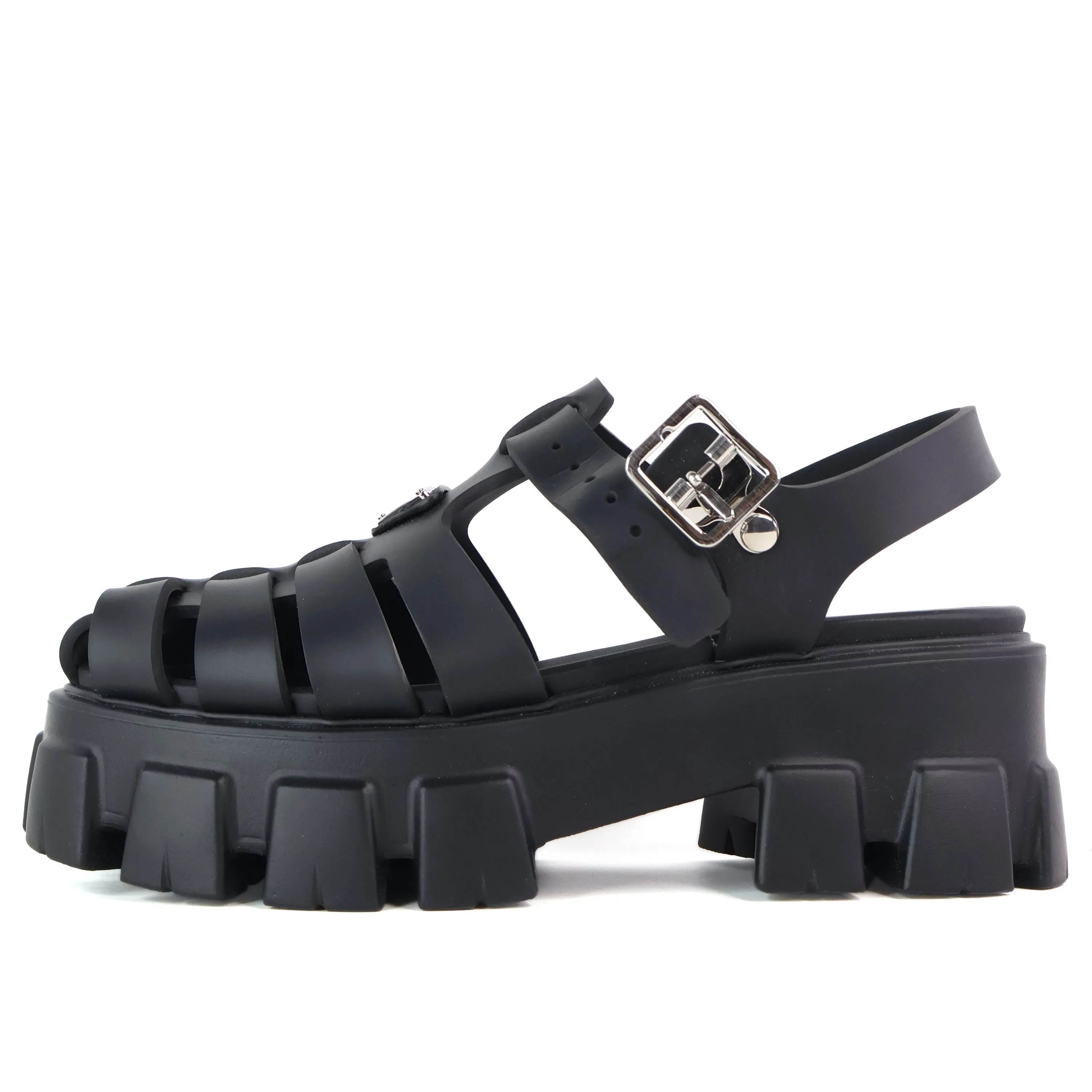Prada Sandals Rubber Platform Black