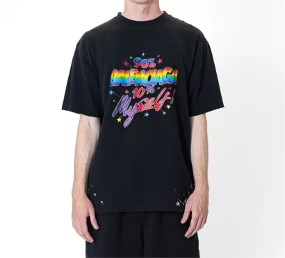 "90% Balenciaga 10% Myself" Paint-splattered T-shirt