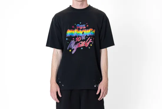 "90% Balenciaga 10% Myself" Paint-splattered T-shirt