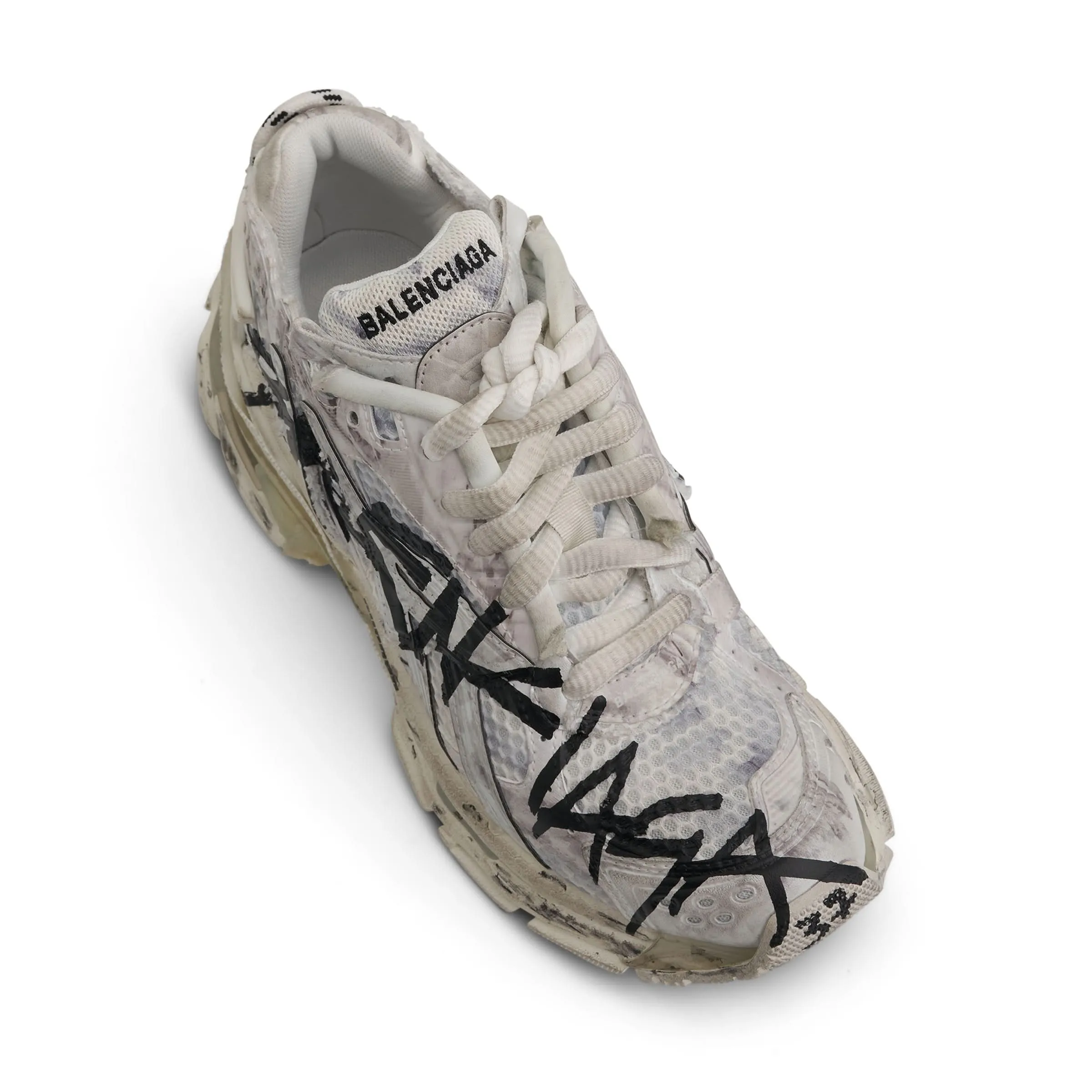 Runner Graffiti Sneakers in White/Black