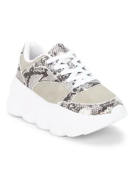 Stone Snake Cleated Bottom Platform Lace-up Chunky Sneakers