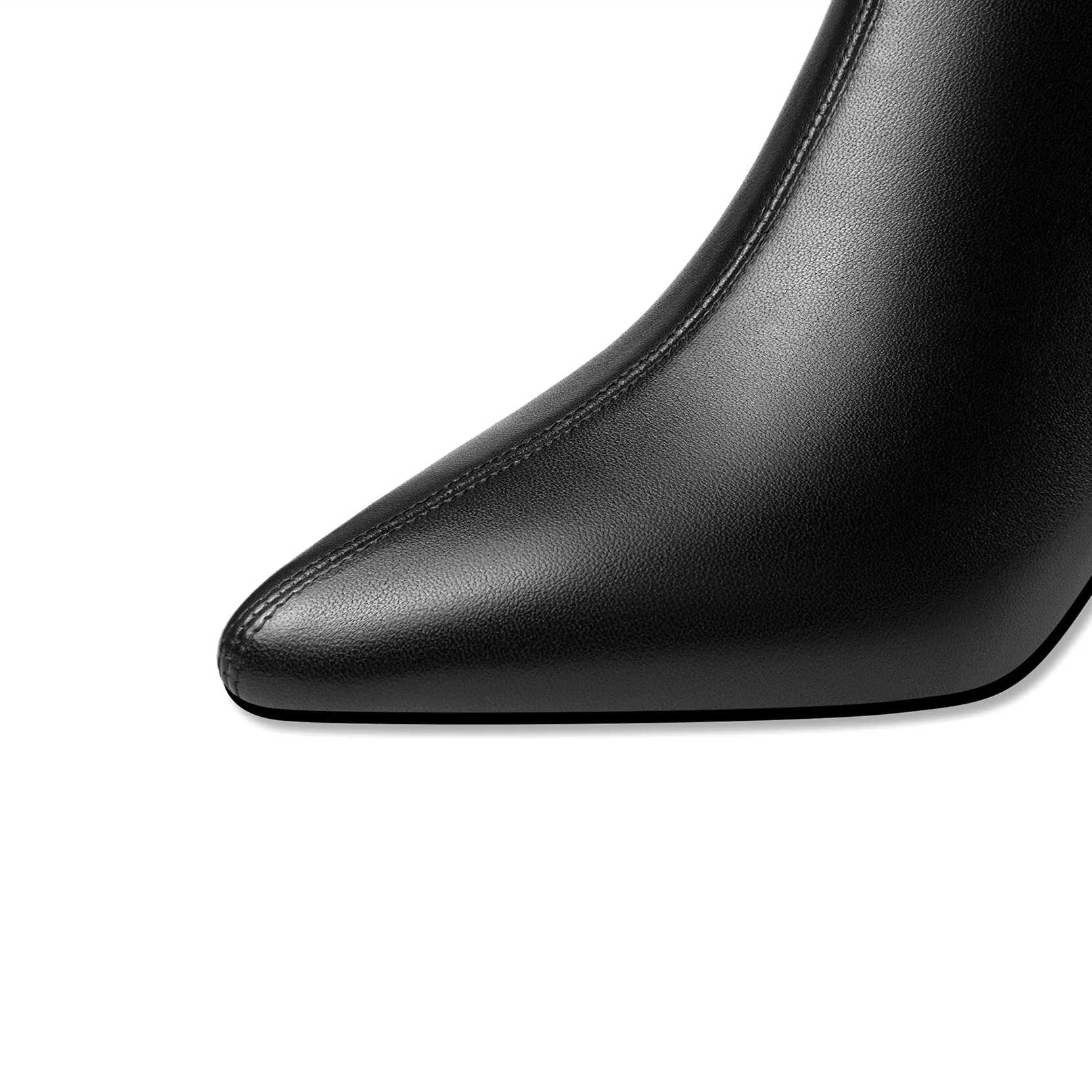 TinaCus Women's Genuine Leather Handmade Kitten Heel Side Zip Pointed Toe Ankle Boots with Buckle